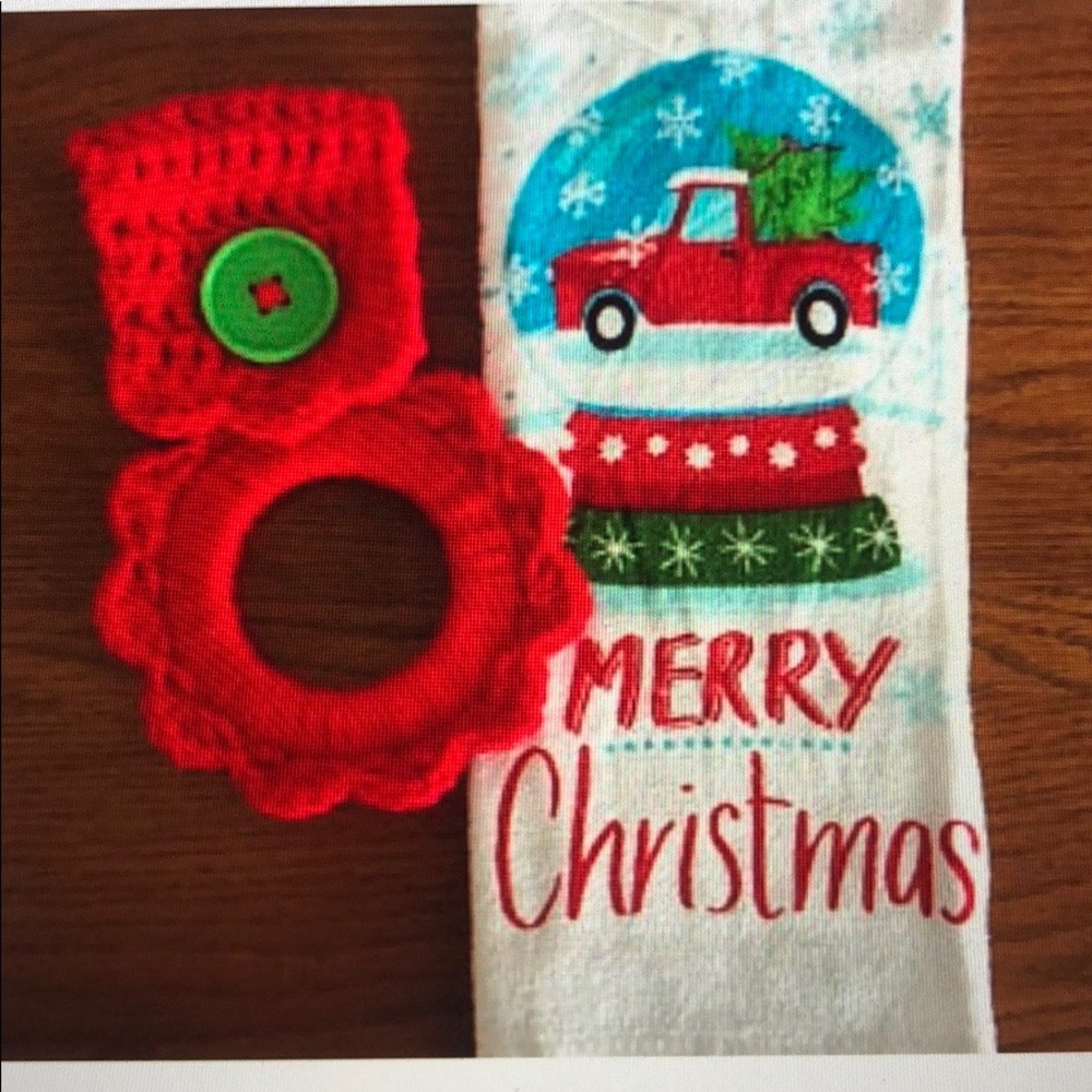 Christmas kitchen towel & hanger handmade gift